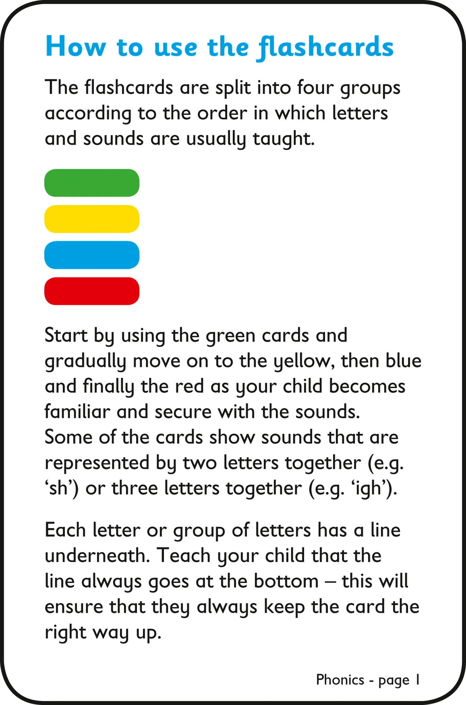 Collins Easy Learning Preschool - Phonics Flashcards: Ideal for home learning