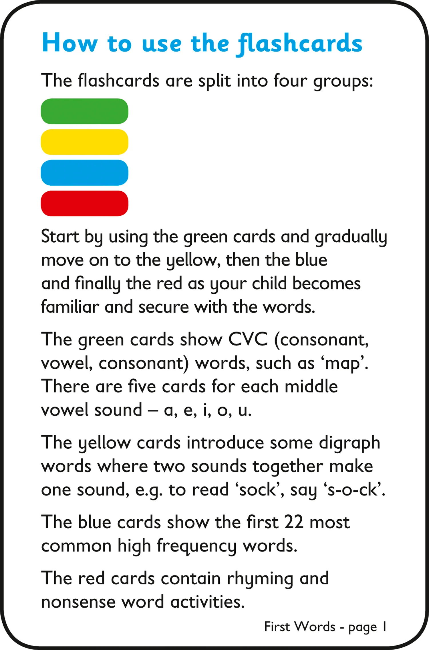 Collins Easy Learning Preschool - First Words Flashcards: Ideal for home learning