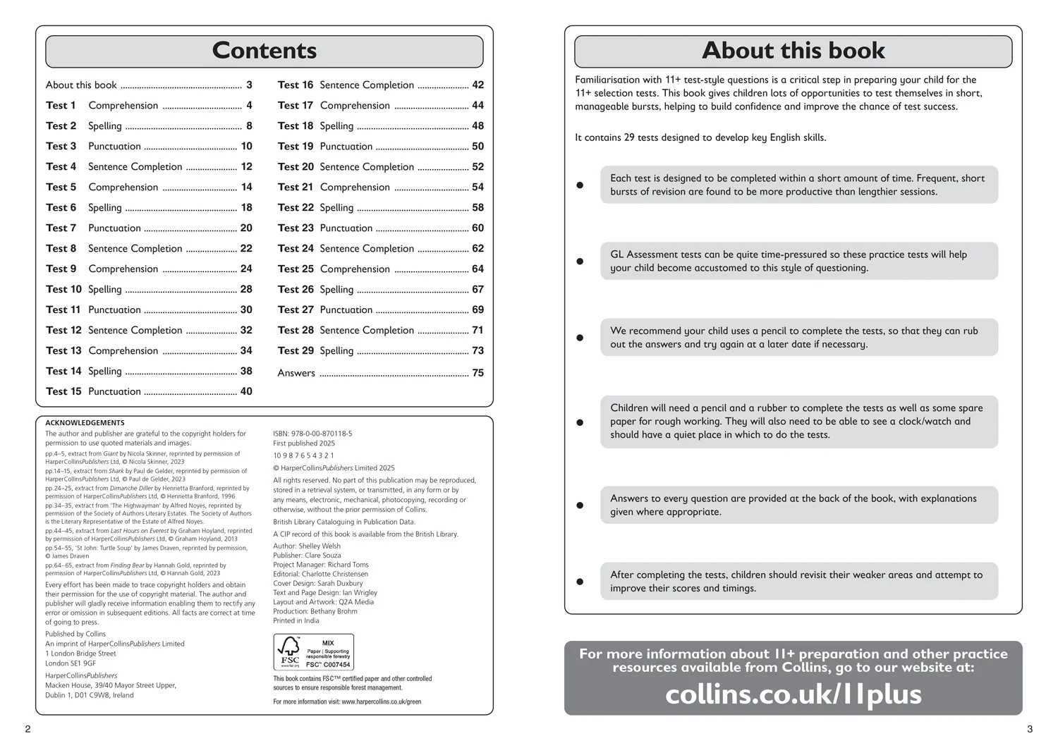 Collins 11+ Practice - 11+ English Quick Practice Tests Age 10-11 (Year 6) Book 2: For the 2025 GL Assessment Tests