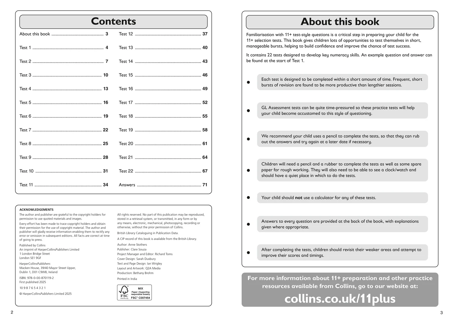 Collins 11+ Practice - 11+ Maths Quick Practice Tests Age 10-11 (Year 6) Book 2: For the 2025 GL Assessment Tests