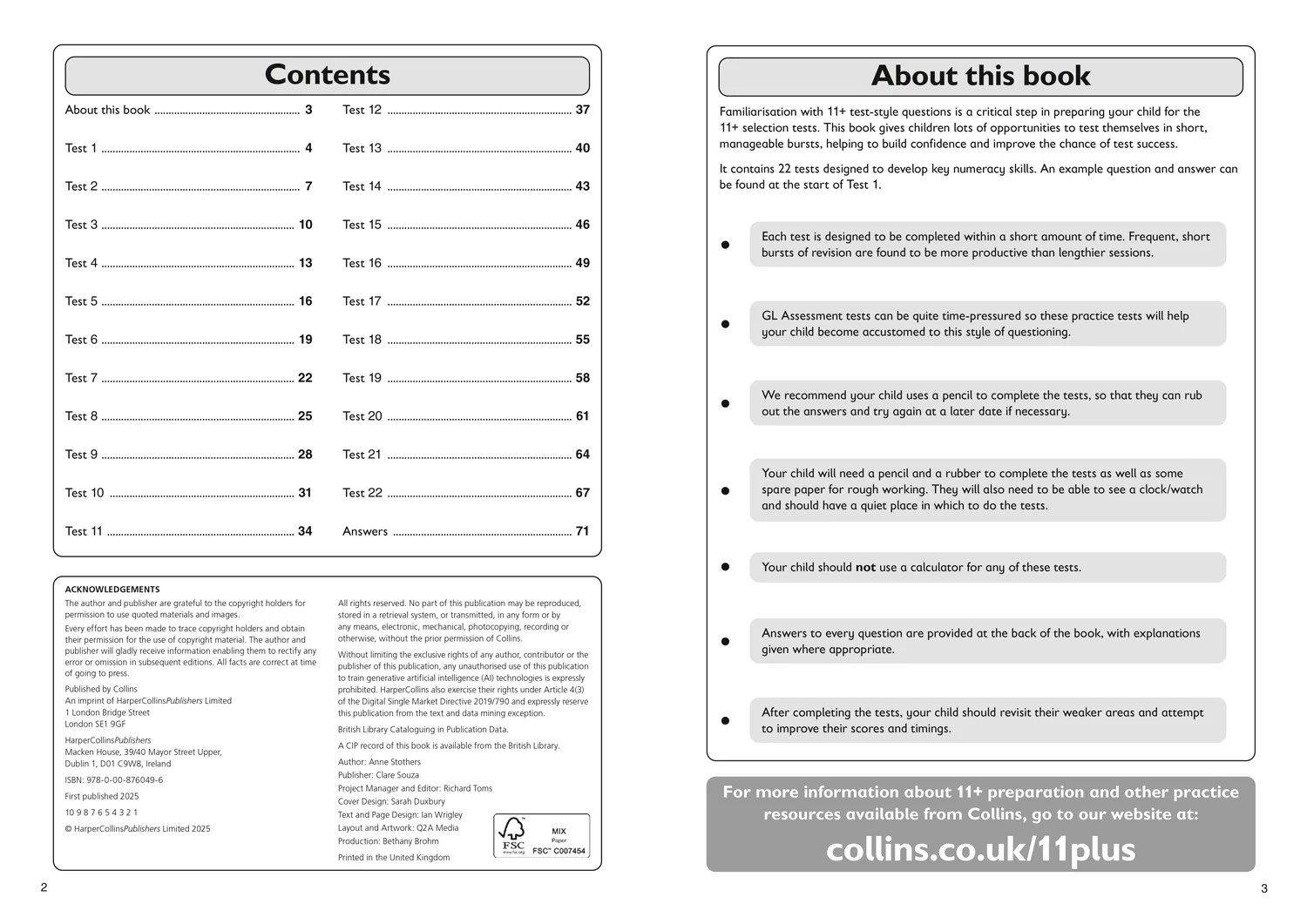 Collins 11+ Practice - 11+ Maths Quick Practice Tests Age 10-11 (Year 6) Book 3: For the 2026 GL Assessment Tests