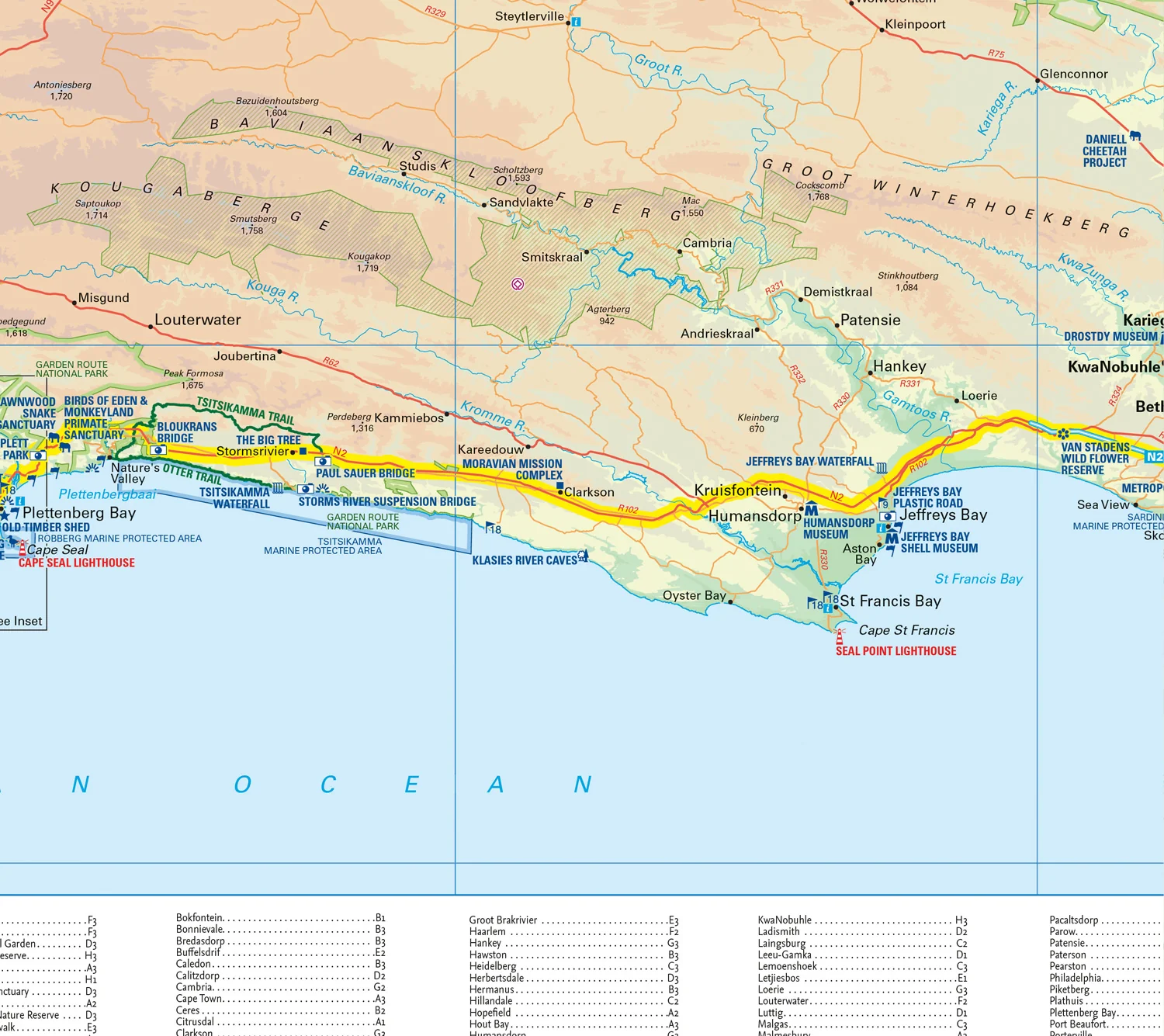 Collins Garden Route Touring Map: Plan your adventure along South Africa’s southern coast