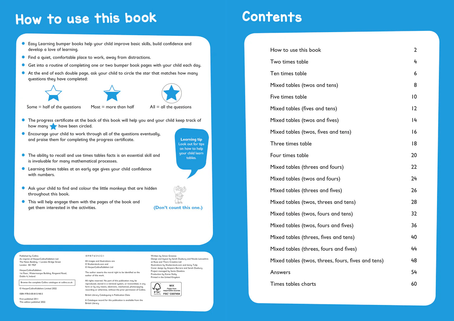 Collins Easy Learning KS1 - Times Tables Bumper Book Ages 5-7: Ideal for home learning