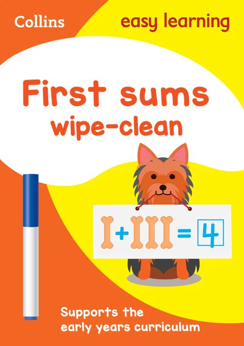 Collins Easy Learning Preschool - First Sums Age 3-5 Wipe Clean Activity Book: Ideal for home learning