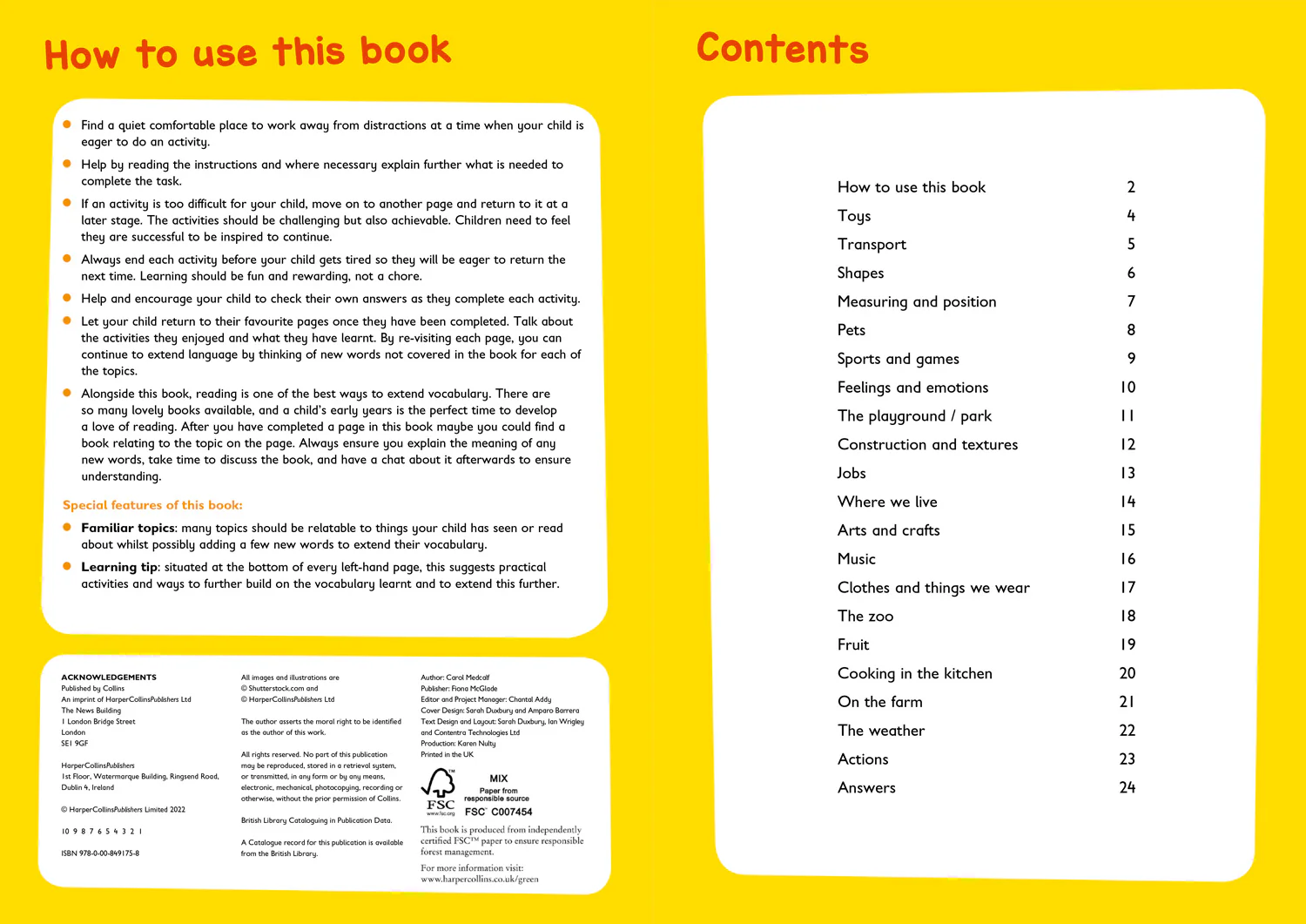 Collins Easy Learning Preschool - Vocabulary Activity Book Ages 3-5