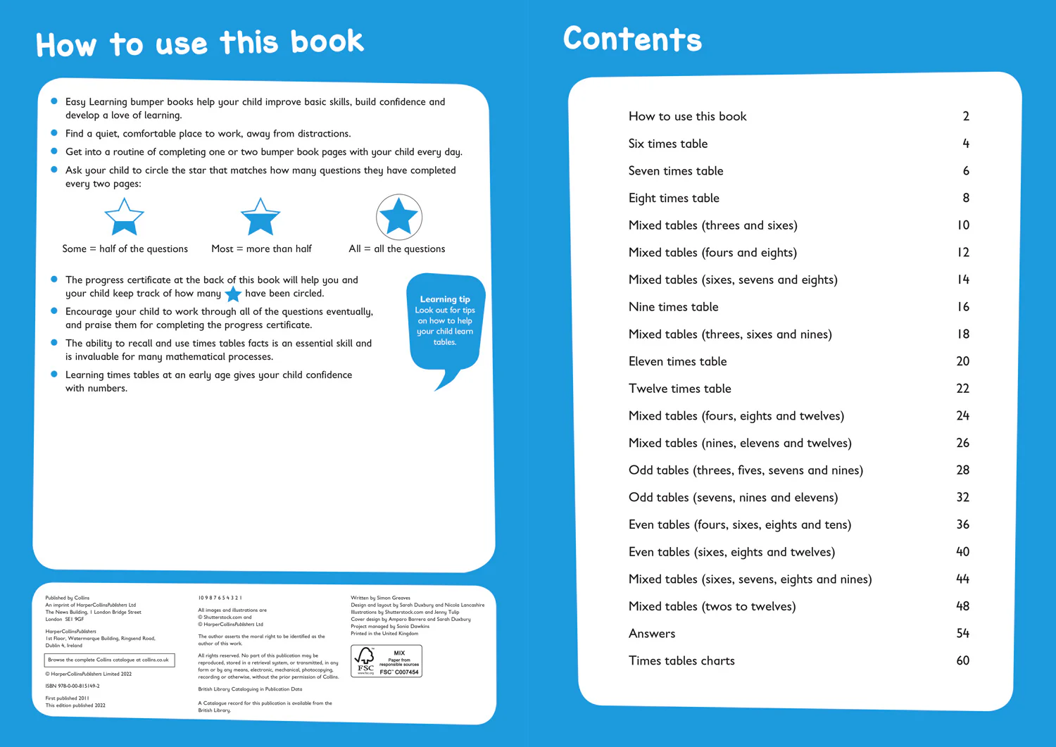 Collins Easy Learning KS2 - Times Tables Bumper Book Ages 7-11: Prepare for school with easy home learning