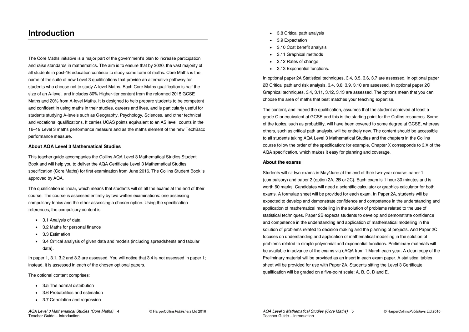 Collins AQA Core Maths - AQA Level 3 Mathematical Studies Teacher Guide