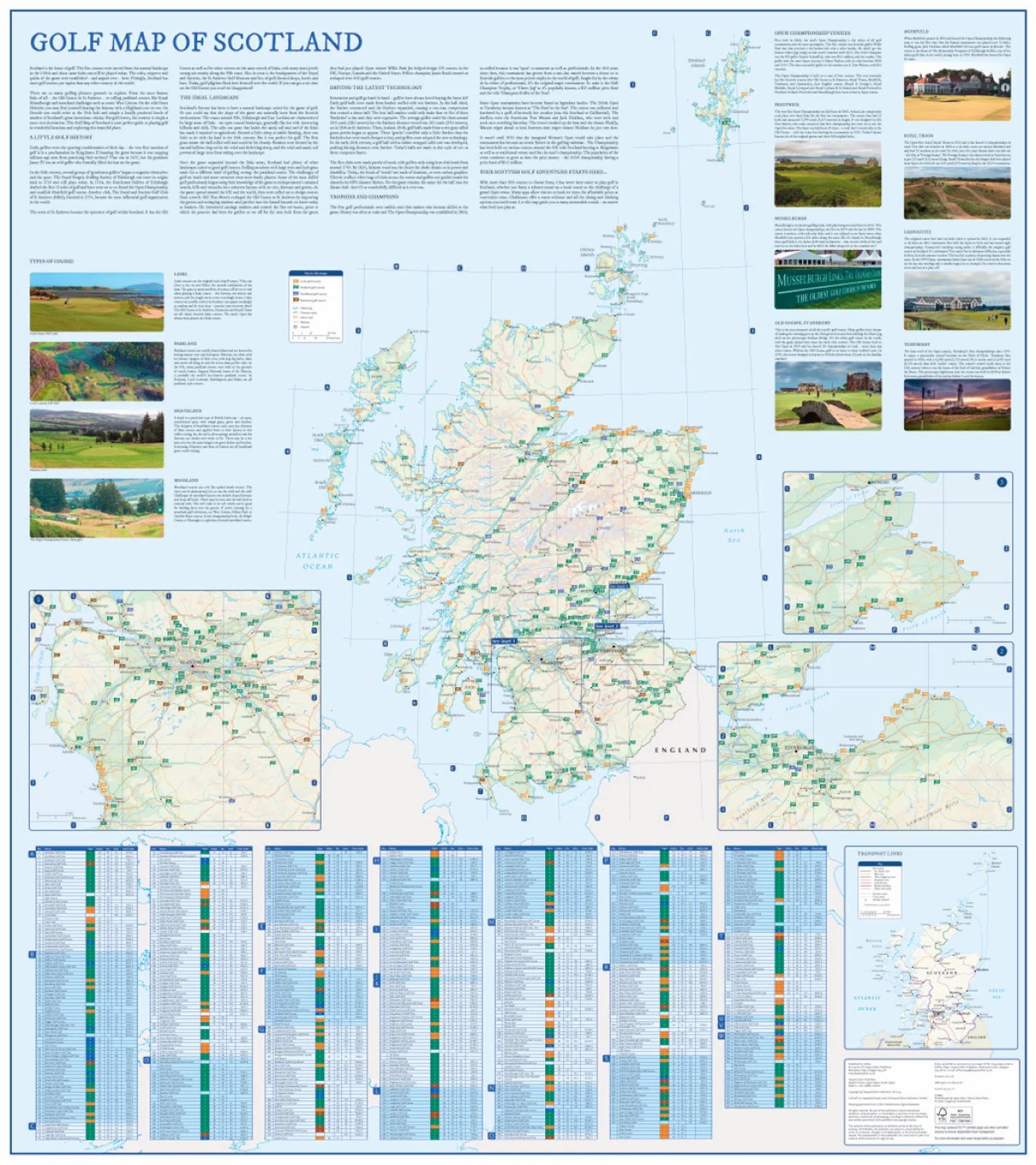 Collins Golf Map of Scotland: Explore Scotland’s notable, historic, and local golf courses