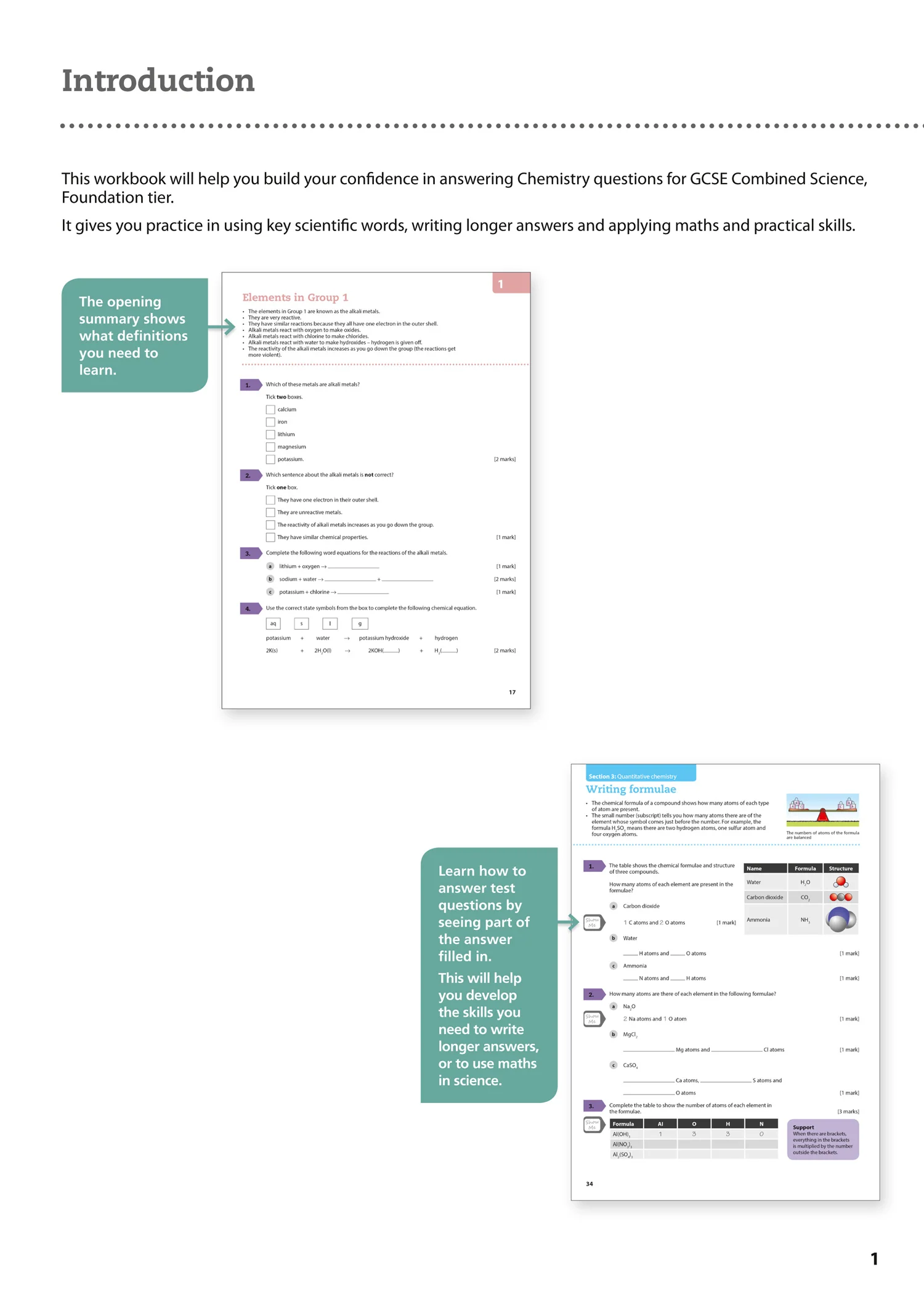 GCSE Science 9-1 - AQA GCSE 9-1 Chemistry for Combined Science Grade 1−3 Workbook