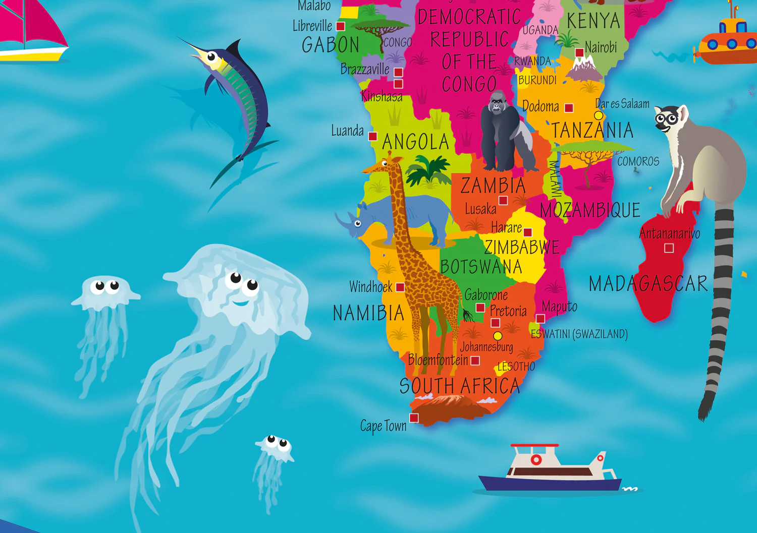 Collins Children’s World Wall Map: An illustrated poster for your wall (Second edition)