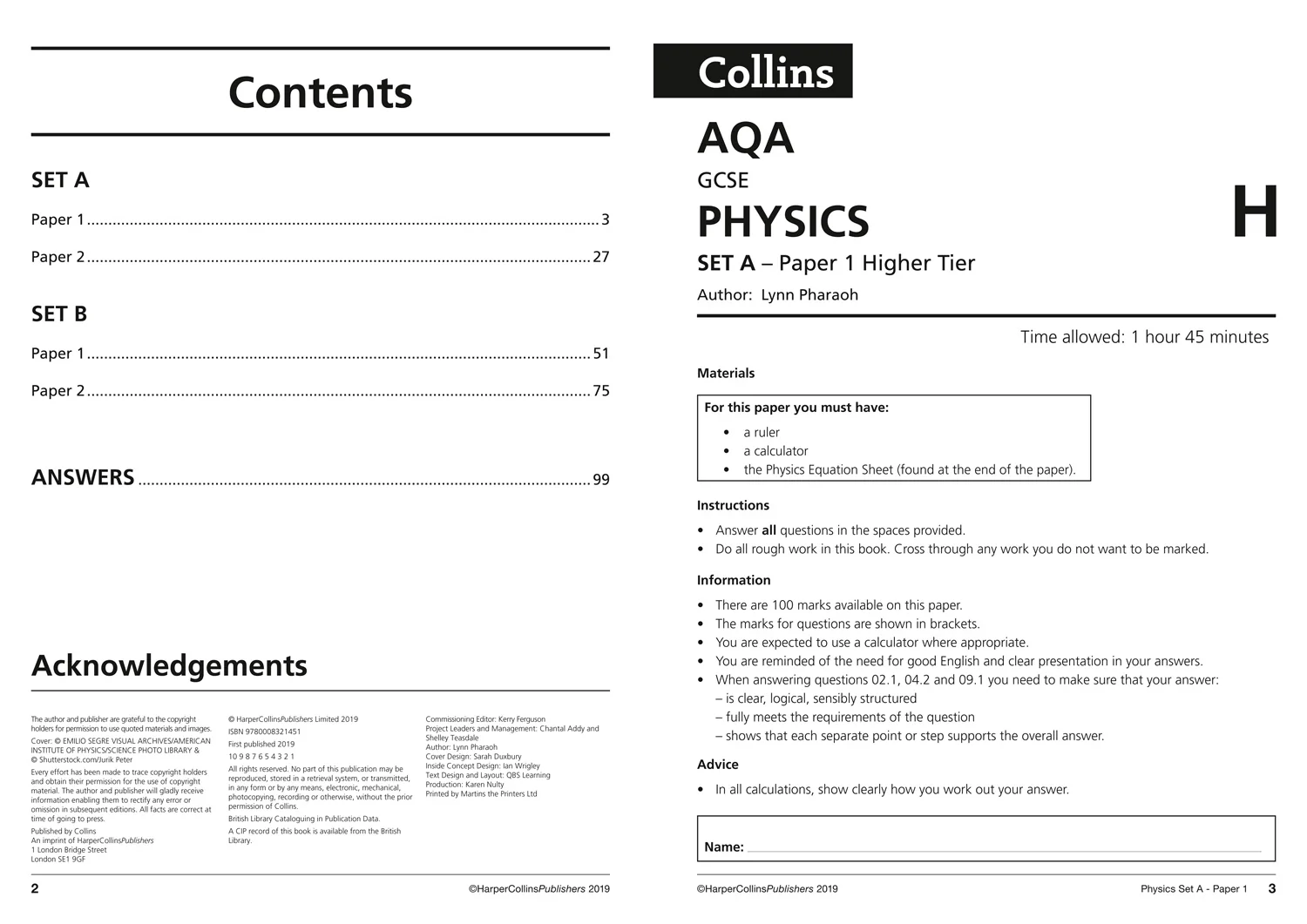 Collins GCSE Grade 9-1 Revision - AQA GCSE 9-1 Physics Higher Practice Papers: Ideal for the 2026 and 2027 exams